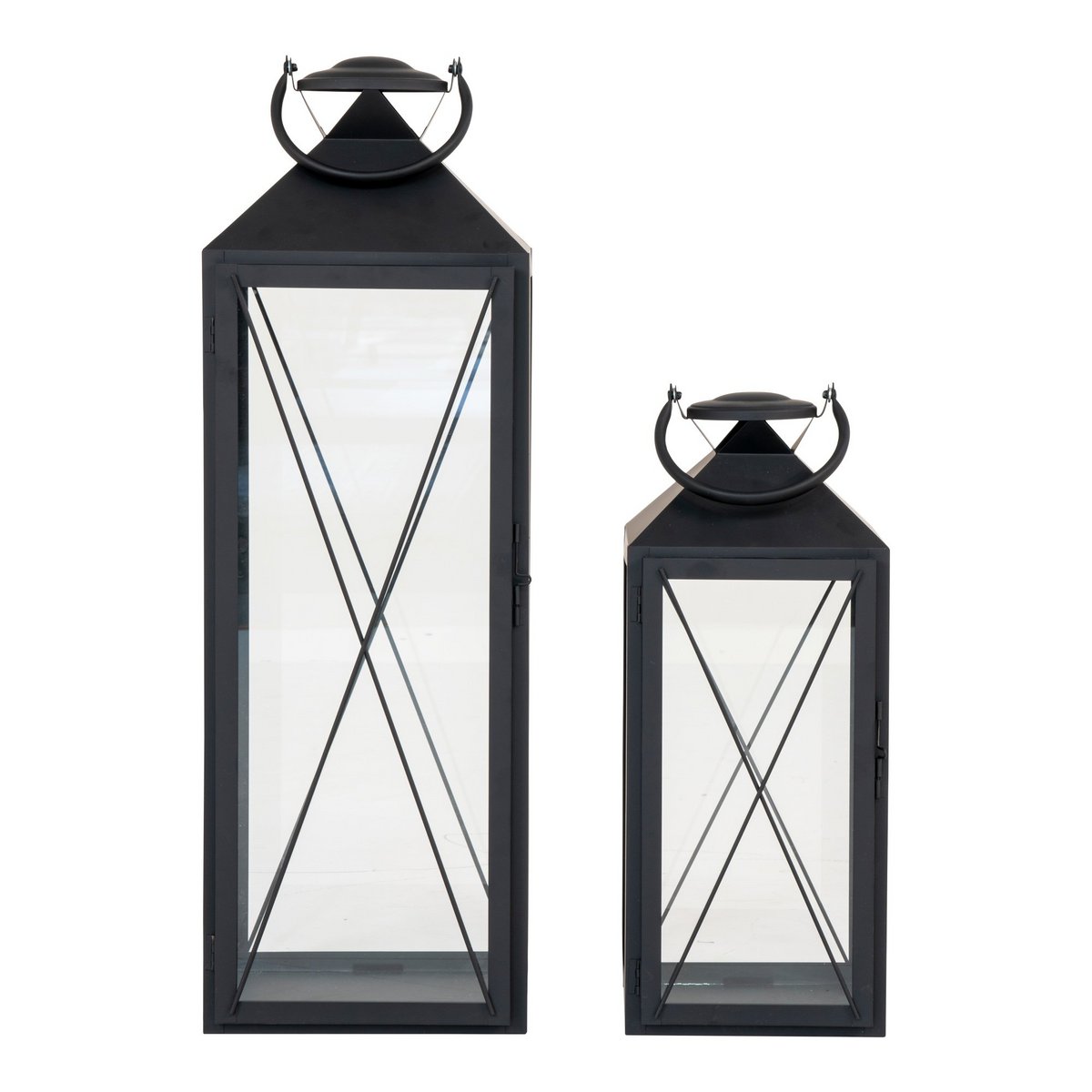 Casa Laterne, 2er-Set - Laterne, Stahl und Glas, schwarz, 2er-Set