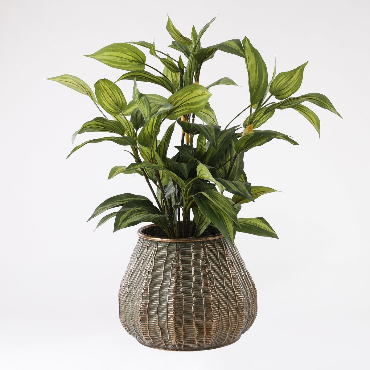 Künstliche Hosta-Pflanze im Blumentopf Stan – H65 x Ø40 cm – Grün