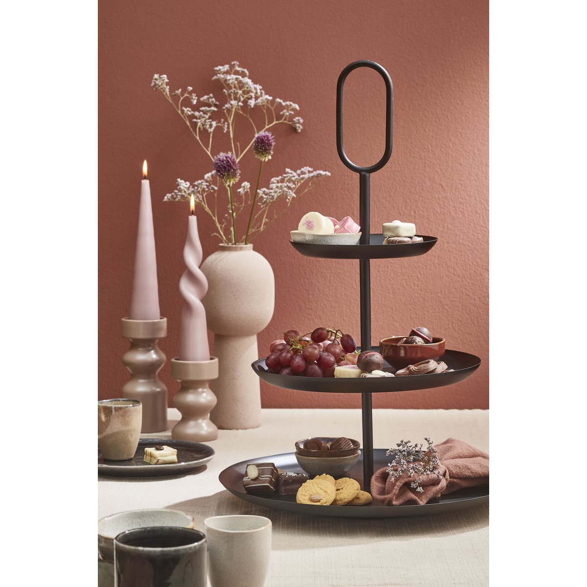 Rama Etagere 3-stöckig – H55 x Ø38 cm – Metall – Schwarz