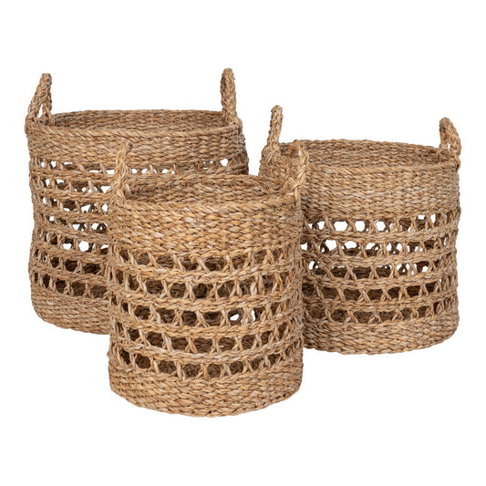 Balok Basket - Korb, Seegras, natur/schwarz, 3er-Set