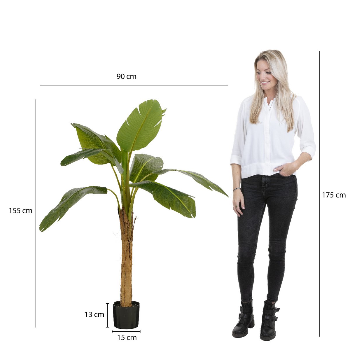 Künstlicher Bananenbaum im Topf – H155 x Ø90 cm – Grün