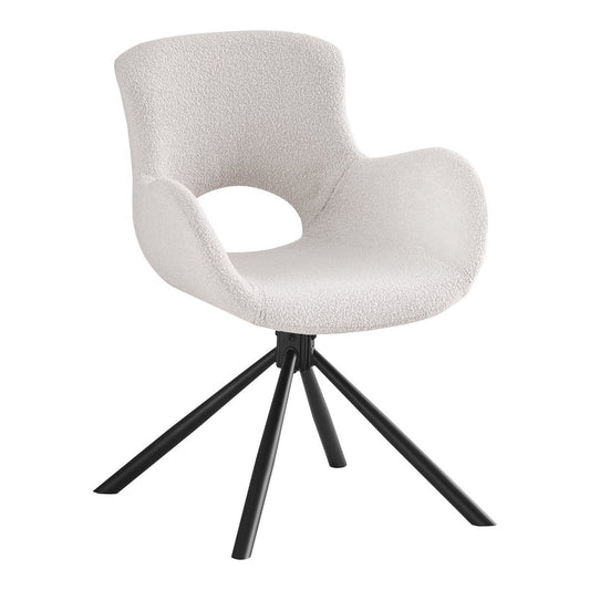 Amorim Dining Chair – Esszimmerstuhl, in cremefarbenem Bouclé mit Drehgelenk - 2er- Set