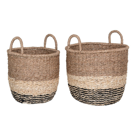 Lima Basket - Korb aus Seegras, Natur/Braun/Schwarz, 2er-Set