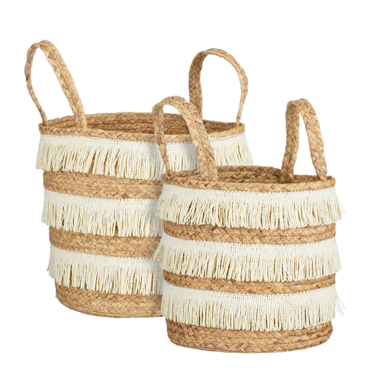 Aufbewahrungskorb – 2er-Set – H30 x Ø32 cm – Wasserhyazinthe – Braun