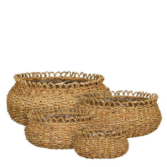 Gourdon Pflanzkorb – 4er-Set – H17 x Ø31 cm – Braun