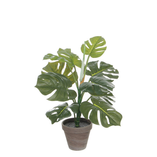 Künstliche Monstera-Pflanze im Blumentopf Stan – H48 x Ø39 cm – Grün