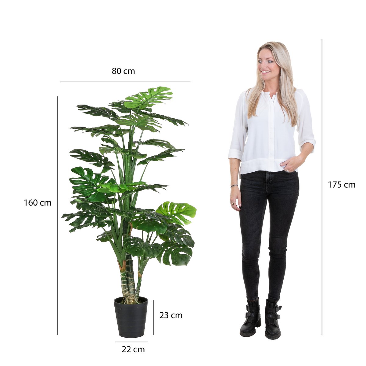 Künstliche Pflanze Monstera – H160 x Ø80 cm – Grün