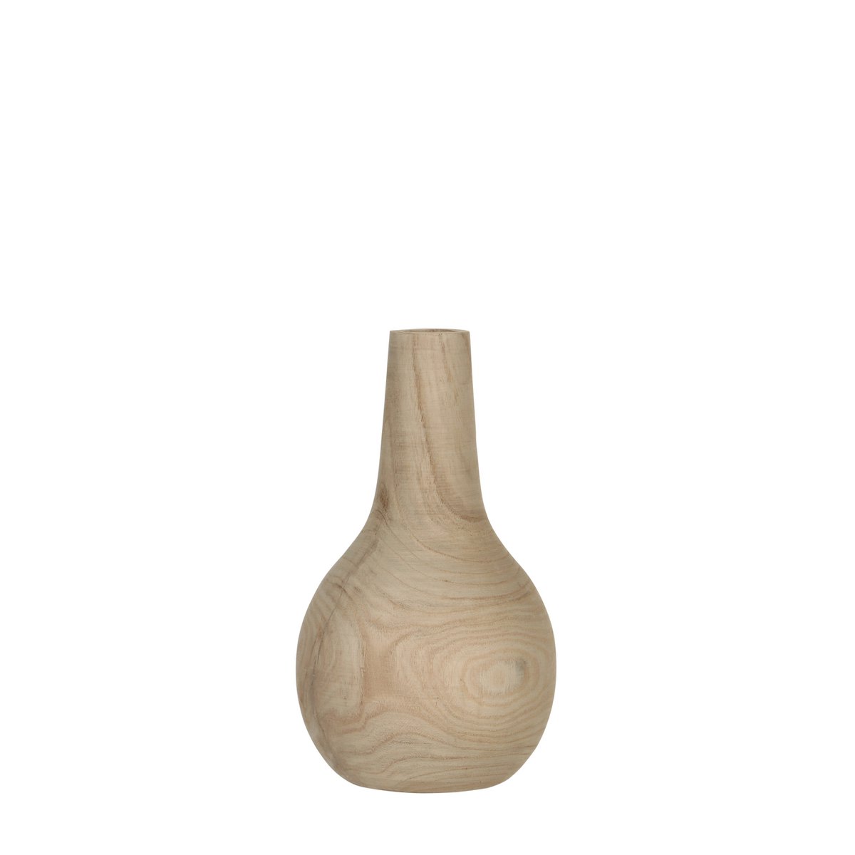 Pia Vase – H28 x Ø16 cm – Paulownia-Holz – Hellbraun