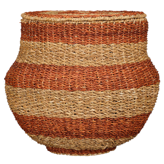 Tacoma Aufbewahrungskorb mit Deckel – H48 x Ø55 cm – Jute – Orange